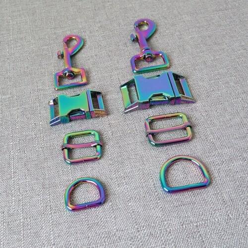 20Sets 20mm 25mm Metal D Ring Straps Loop Adjuster Release Buckle Carabiner Hook For Dog Collar Leash Clasp Lock DIY Accessories