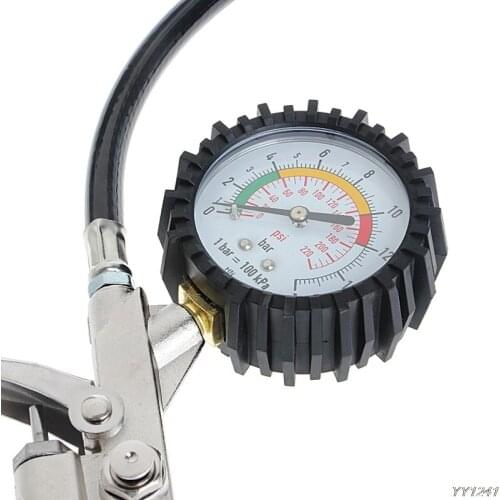 Air Tire Pressure Inflator Gauge Professional Dial Meter Vehicle Tester Universal Clip-on Design Multifunctional Car Truck 2018