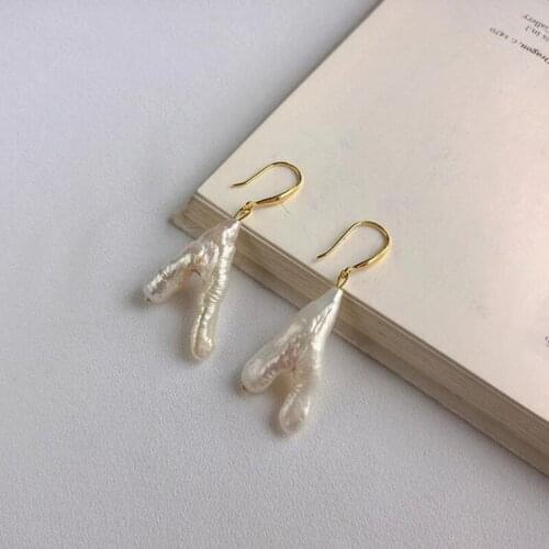 Wholesale Real 925 Sterling Silver Drop Earrings For Women Statement Natural Freshwater Pearl Gold Earring Party Gifts Jewelry