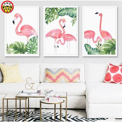 Painting by numbers art paint by number Three more flamingos in modern minimalist northern Europe coloring by numbers on canvas