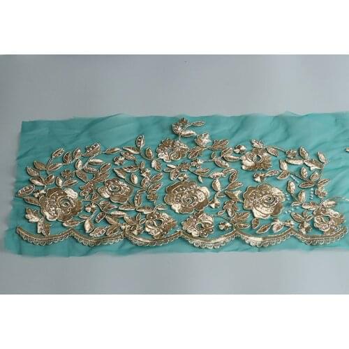 Gold Lace Trim High Quality Wedding Lace Trim Embroidered Retro Lace Bridal 11.03'' Wide