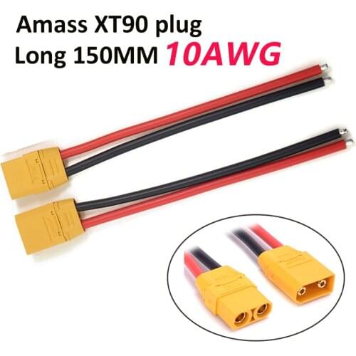1pair AMASS XT90 Male Female Connector Plug Pigtails with 150mm 10AWG Silicone Wire RC Battery Cable Wire for RC Lipo Battery