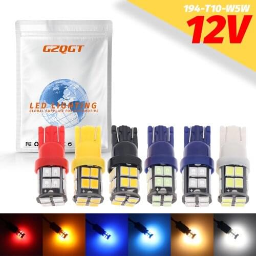 10pcs W5W T10 Car LED Bulb 20SMD 2835 168 194 Side Marker Lights Map Turn Signal Lamp White Yellow(Amber) Green Ice Blue Red 12V