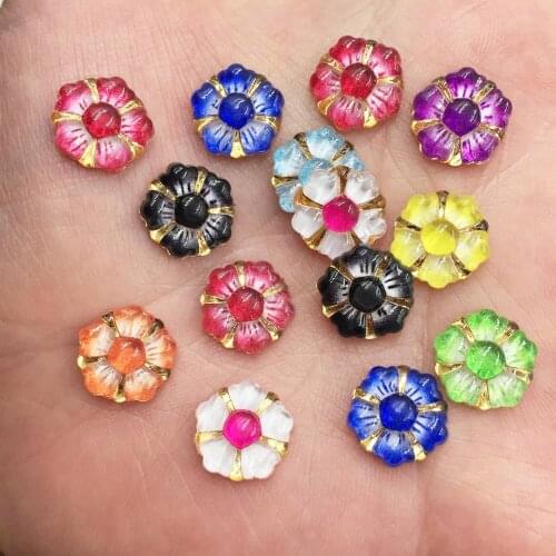 12mm Mini Colorful Flower Flat Back Rhinestone Appliques 60pcs DIY Scrapbook Wedding Decoration Home Craft Christmas Gift OW78