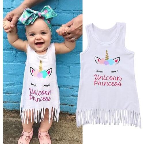 2018 Fashion Toddler Kids Baby Girl Summer Clothes Sleeveless Tassel Tops Dress Fashion Casual Girls Clothes kid dress