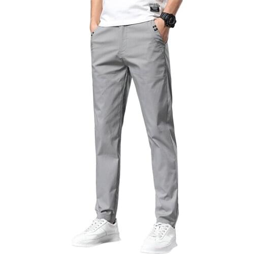 2021 Pantalones informales para hombre, calzas ajusta para verano,das, de trabajo, con cintura elástica, ligeros, geniales