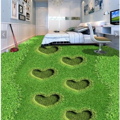 Custom flooring 3d living room cafe bar guest room bathroom living room bedroom can be heart-shaped grass lawn papel de parede