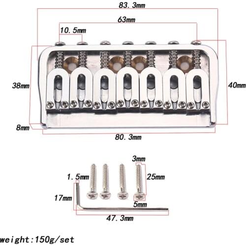 7 String Electric Guitar Ukulele Bridge with Assemble Accessories Brass