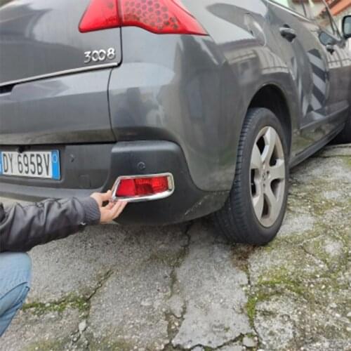 ABS Chrome Car Fog Light Cover Rear Fog Lamp Covers Stickers For Peugeot 3008 2013 2014 2015 Accessories