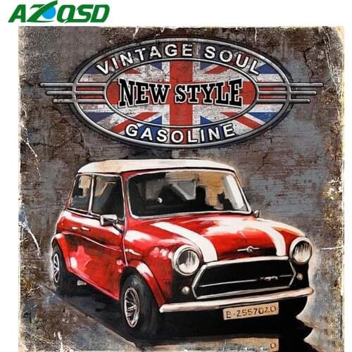 AZQSD Full Square Drill 5D Diy Diamond Painting Car Mosaic Diamond Embroidery Flags Picture Of Rhinestones Decoration Gift