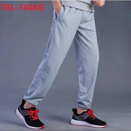 Summer spring Men sports pants simple pants plus size 6XL 7XL mens big size loose elasticity Stretch out door pants gray black