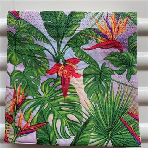 Decoupage paper napkins elegant tissue vintage towel green monstera flower leaf birthday wedding party beautiful hotel decor 20