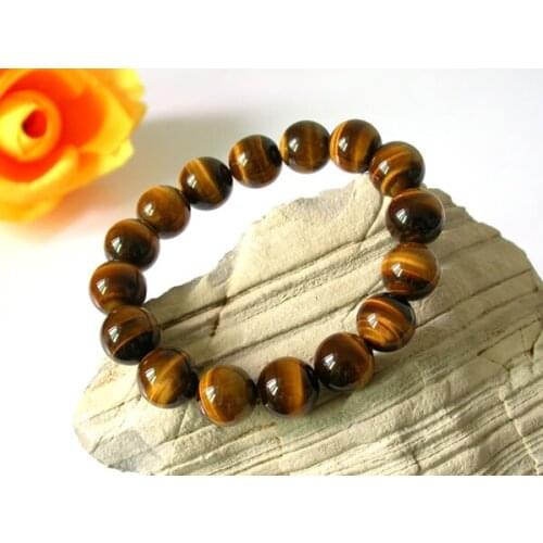 Natural Brown Tiger eye Stone Beads Men Womens Bracelet Elastic Bangle 10mm12mm 14mm 16mm 18mm Bead