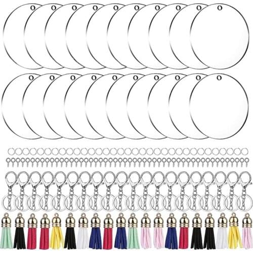 Keychains Blank Colorful Tassels Metal Decoration Lobster Clasps with 100 Small Rings 100 Screw Eye Pins for DIY Project