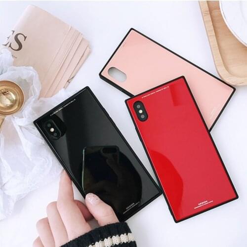 Fashion Square Tempered Glass Phone Cases For iPhone X XS Max XR 8 7 6 6S Plus Full Protection Explosion-proof toughened Cover