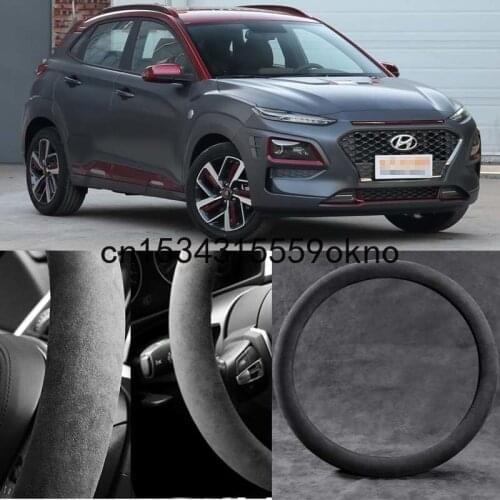 Car Steering Wheel Cover For Hyundai ENCINO Black Alcantara Suede Car Accessories