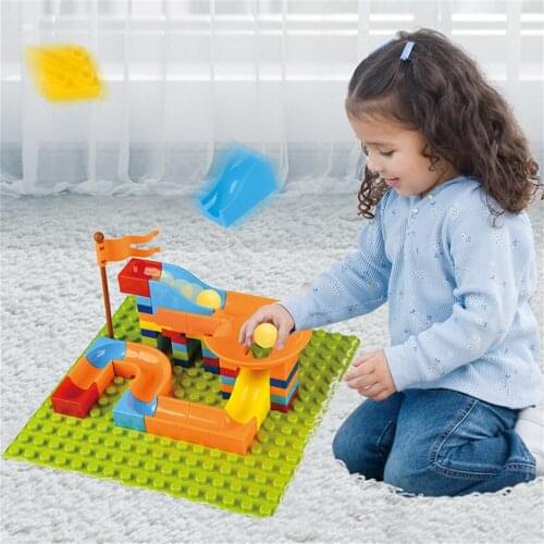 Marble Race Run Block for Kids Big Size Compatible Duploed Building Blocks Plastic DIY Assembly Bricks Toys for Children Gifts