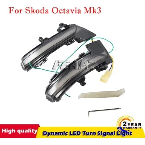Dynamic LED Turn Signal Blinker Mirror flasher Light For Skoda Octavia Mk3 A7 5E 2014 - 2019