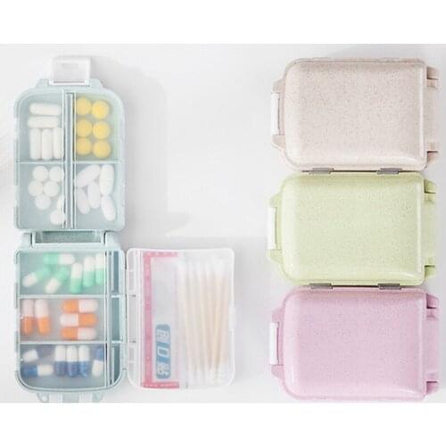 Wheat Sealed 10 Grids Pill Container Organizer Health Care Drug Travel Divider 7 Day Pill Storage Bag Pill Box Travel Pill Cases