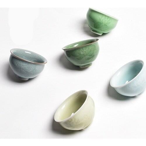 Ceramic Porcelain Tea Cup Bowl Teaware Kung Fu Tea Cup Set Celadon Large Tea Cup Creative Master Cup Single Cup Tea Cup Set of 6