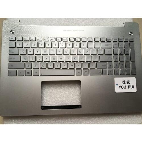 Yourui Laptop Keyboard For ASUS N550 N550JV Silver Keyboard with Palmrest upper case cover
