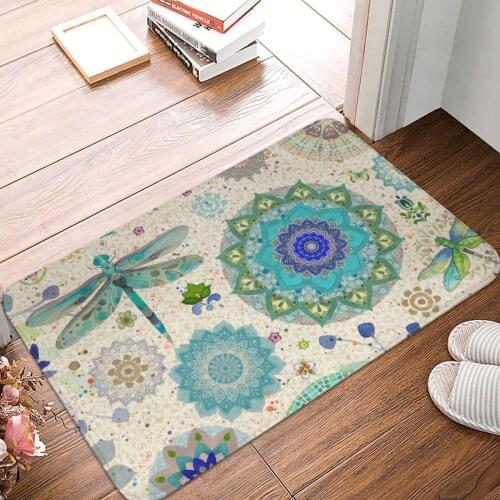 Boho Dragonfly Mandalas Doormat Carpet Mat Rug Polyester Anti-slip Floor Decor Bath Bathroom Kitchen Bedroom 40*60