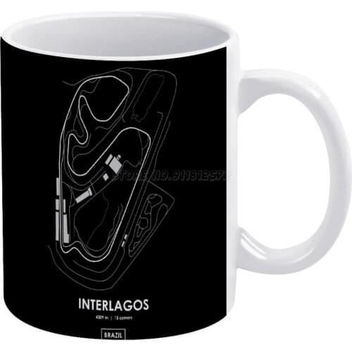 Interlagos-Brazil Track Map WHITE White Mug To Friends and Family Creative Gift 11 Oz Mug Coffee Ceramic Mug Interlagos Brazil J