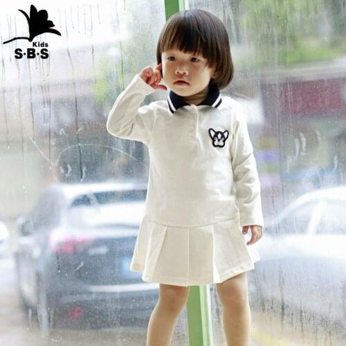 2019 Ins Hot Sale Childrens Wear Autumn New Arrival Girls Embroidered Long-sleeved Dress Childrens Cotton Pleated Dress