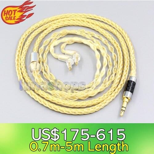 LN006506 3.5mm 2.5mm 8 Cores 99.99% Pure Silver + Gold Plated Earphone Cable For Sony MDR-EX1000 MDR-EX600 MDR-EX800 MDR-7550