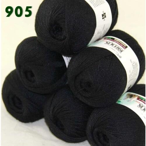 Lot of 6 Skeins Fine Lace Soft Wool Acrylic Cashmere Yarn Knittin Bramble Berry Black 238-905-6