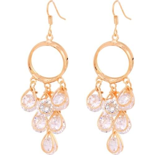 Gold Color Fashion Crystal dangling earring for women