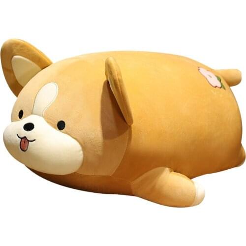 30-80 CM Cartoon Lying Plush Stuffed Dog Corgi Plush Pillow Big Toys Shiba Inu Dog Doll Lovely Animal Children Birthday Gift