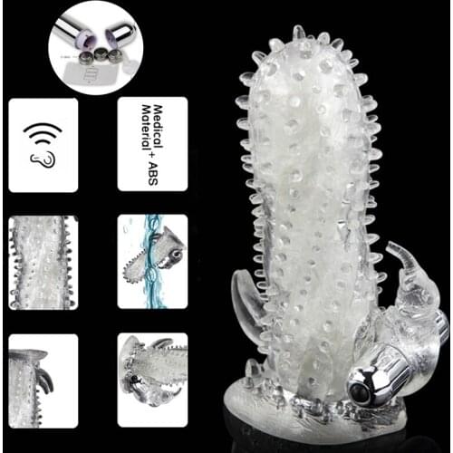 Male Penis Ring Sleeve Vibrator Reusable Condoms Delay Ejaculation Sex Toys for Men Clitoris Stimulate Finger Vibrator Extension