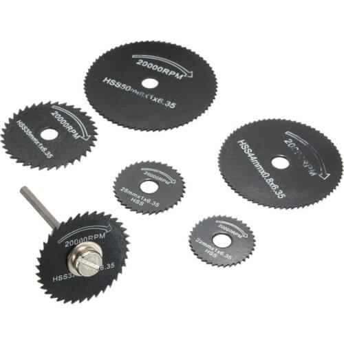 7Pcs Mini Circular Saw Blade Set HSS Cutting Disc Rotary Tool Accessories For Dremel Compatible Wood Plastic Aluminum Abrasive