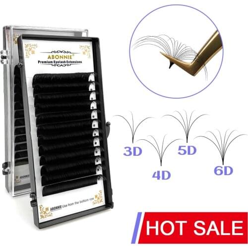Abonnie 22mm Soft Easy Fan Mink Individual Self Fanning Lash Extension Private Label Silk Eyelash Extension Fan Trays Volume