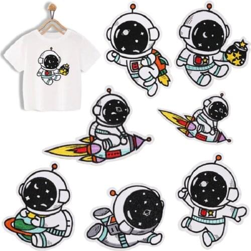 Cartoons Space astronaut iron Embroidery patches DIYBadge Cloth ironing hole mending clothes Back applique Patch badge Decor