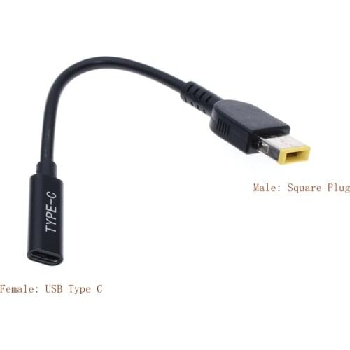 Laptop DC Power Adapter Connector Plug Converter Cable Cord USB Type C Female to Square Plug Charger for Lenovo T460s E470 T450