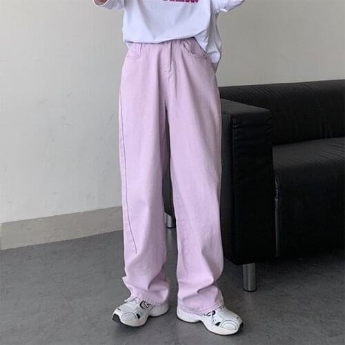 2021 New Jeans Streetwear Violet High Waist Wide Leg Trousers Leisure Baggy Vintage Femme Jeans Straight Mom Denim Pants