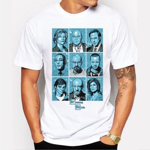 New arrivals The Breaking Bunch blue printed men t shirt short sleeve casual fashion tops male Breaking Bad hipster tee shirts