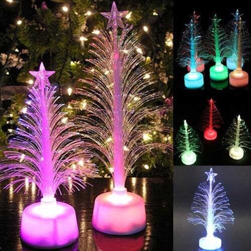 New Colored Fiber Optic LED Light-up Mini Christmas Tree with Top Star Battery Powered SCI88