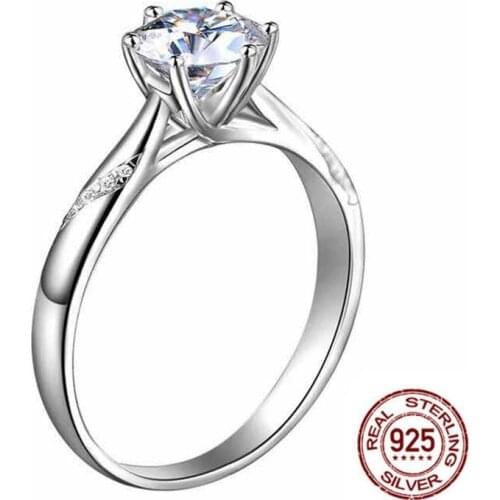 Amazing! 1.0ct 6.5MM Created Fire Color Weeding Ring Solid Silver Engagement Ring Set for Women Wholesale Drop Shipping