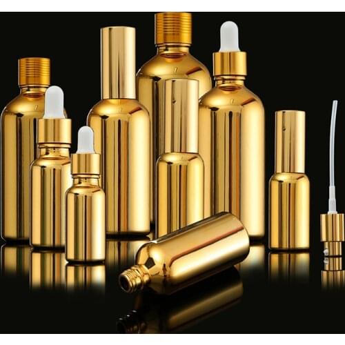 100ml Empty Essention Oil Golden Bottle Dropper Glass Bottle Perfume Liquid Makeup Containers Refillable Package Golden Silver