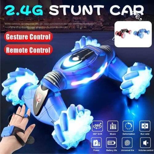 RC Car Radio Gesture Induction 2.4G Toy Light Music Drift 4WD Dancing Twist Stunt Remote Control Cars for Kids Gift Children