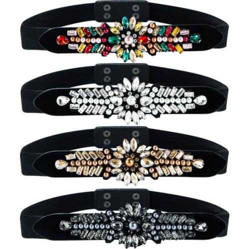 Stylish rhinestone waist Seal elastic woven belt the best jewelry belt for womens accessories weddings and graduation parties