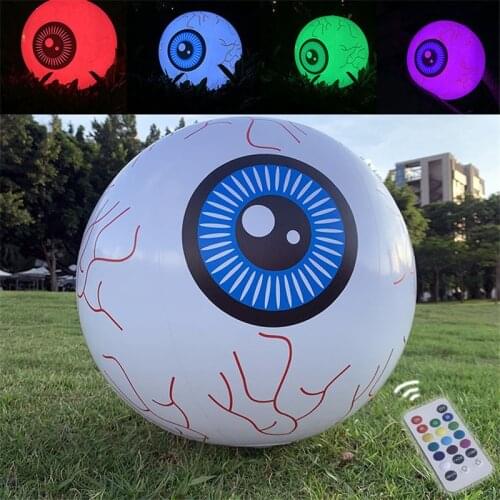 7 Color Change New Halloween 16 inch PVC Inflatable Remote Control LED Luminous Eyeball Decoration Halloween Party Supplies