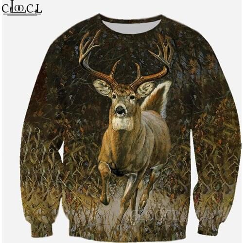 HX Newest Popular Animal Deer Hunting 3D Print Men Women Sweatshirt Fashion Hip Hop Long Sleeve Harajuku Tops Drop Shipping