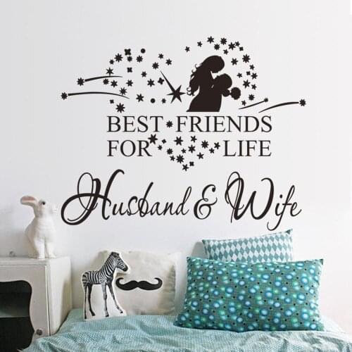 Husband and Wife Vinyl Wall Stickers Quotes Best friends For Life Fashion Theme Characters wall sticker Room Decor Decal Z351