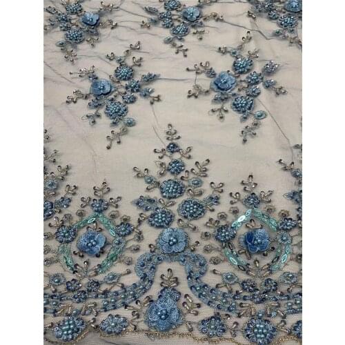 High-quality pure color handmade bead embroidery, French tulle lace, suitable for fashionable high-end dress skirts