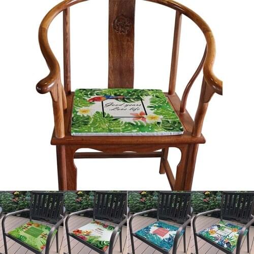 Green tropical plant leaves Cushion linen Flamingo tropical palm leavest leaves non-slip soft and Chair mat Cushions carpet