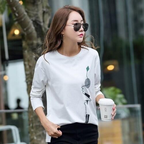 Plus Size Women T Shirt Long Sleeve T-shirt Womens Top Autumn Printed T-shirt Solid Color Tops Harajuku Shirt